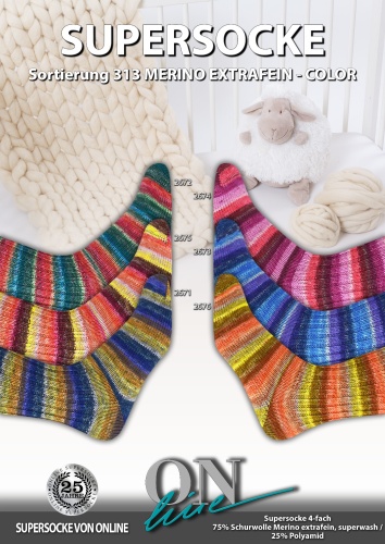 Artikelbild des Artikels “ONline Supersocke Sort. 313 Merino Extra Fine 100g “