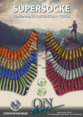 Artikelbild des Artikels “ONline Supersocke Sort. 316 Mountain-Color 100g mit Aloe Vera und Jojobaöl “