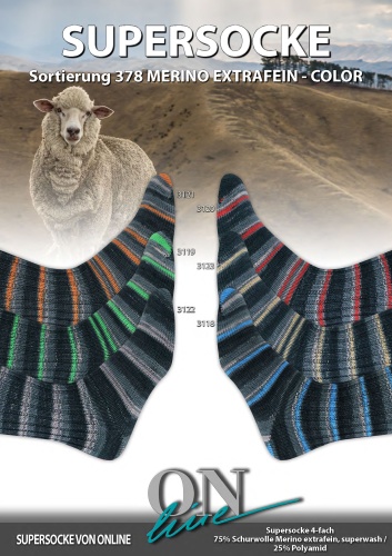 Artikelbild des Artikels “ONline Supersocke Sort. 378 Merino Extrafein Color 100g “