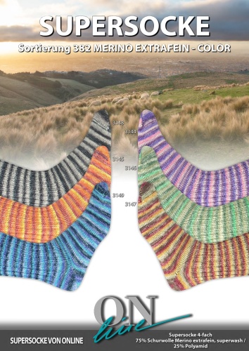 Artikelbild des Artikels “ONline Supersocke Sort. 382 Merino Extrafein Color 100g “