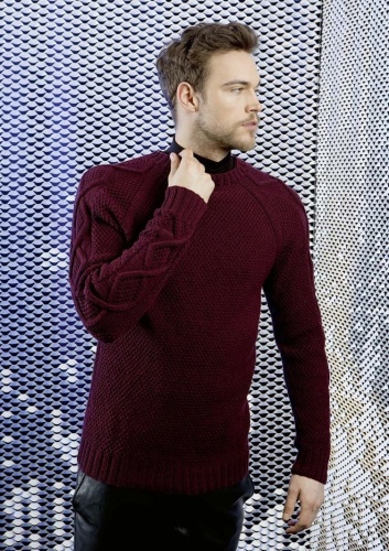 Artikelbild des Artikels “Herrenpullover mit Perl- und Zopfmuster aus Merino 120 “
