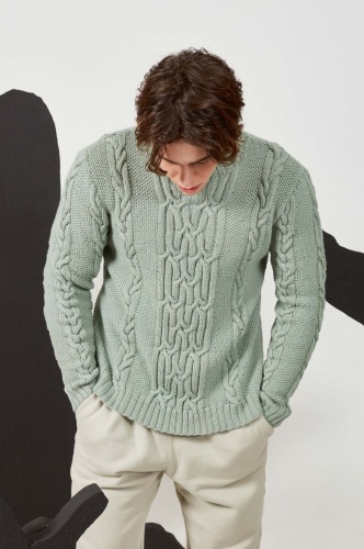 Artikelbild des Artikels “Herrenpullover mit Zopfmuster aus Merino 120 “