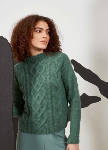 Artikelbild des Artikels “Pullover mit Zopfmuster aus Malou Light 887.0046 - Lila | S (300g)“