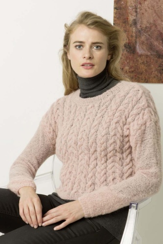 Artikelbild des Artikels “kurzer Pullover mit Zopfmuster aus Alpaca Superlight 749.0248 - Altrosa | L-XL (200g)“