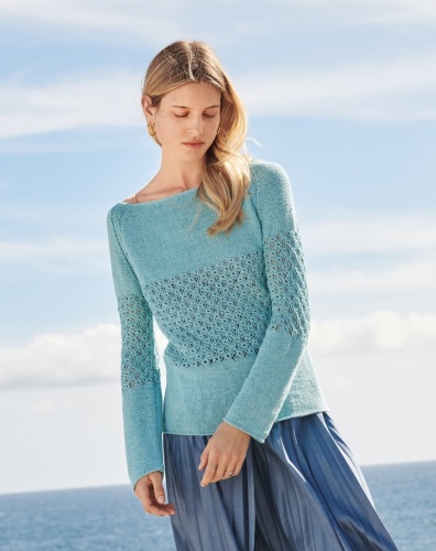 Artikelbild des Artikels “Pullover mit Strenchenmuster aus LandLust Sommerseide “