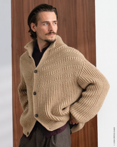 Artikelbild des Artikels “Jacke Mit Mustermix aus Cool Merino Big 234 - Senfgelb | 48 (850g)“
