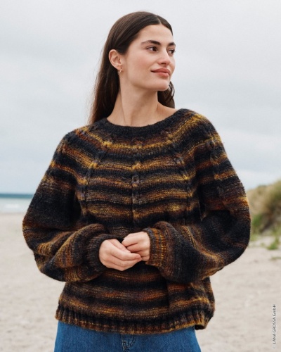 Artikelbild des Artikels “Pullover Glatt Links Mit Zopfstreifen Und Rundpasse aus Picasso “