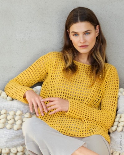 Artikelbild des Artikels “Pullover Mit Gittermuster aus Ecopuno 75 - helles Jeansblau | 36/38 (350g)“