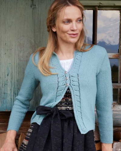 Artikelbild des Artikels “Jacke Mit Blattmuster aus Ecopuno 14 - Hellgrau | 42 (350g)“