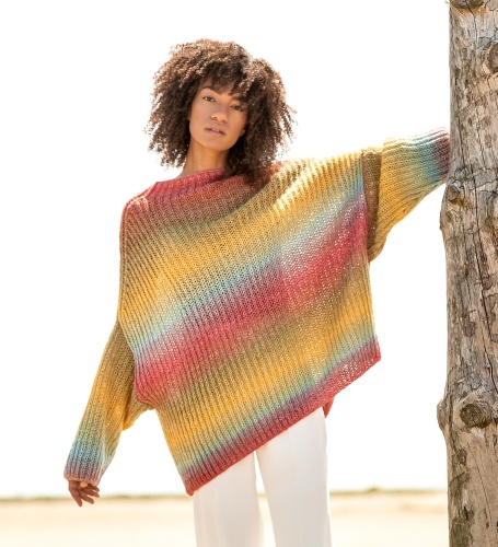 Artikelbild des Artikels “Pullover mit überschnittenen Schultern aus Gomitolo Versione 447 - Lind-/Mai-/Gras-/Dunkel-/Flaschengrün | 40/42 (600g)“