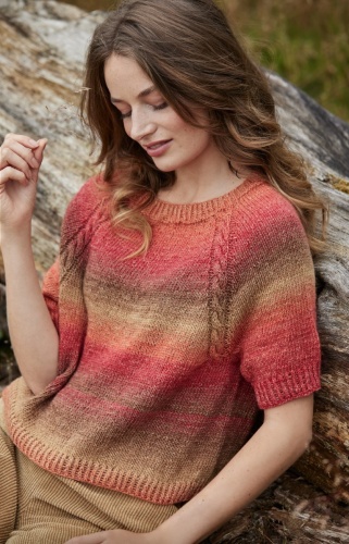 Artikelbild des Artikels “Kurzarmpullover aus Gomitolo Versione 459 - Rotviolett/Purpur/Schwarzgrün/Terrakotta/Blauviolett | 36/38 - 44/46 (200g)“