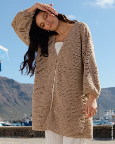 Artikelbild des Artikels “Longcardigan Im Gitter–Rautenmuster aus Alta Moda Cotolana 13 - Petrol | 36 - 42 (650g)“