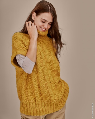 Artikelbild des Artikels “Pullunder Mit Webmuster aus Cool Merino Big (Color) 227 - Rosa | 50/52 (650g)“