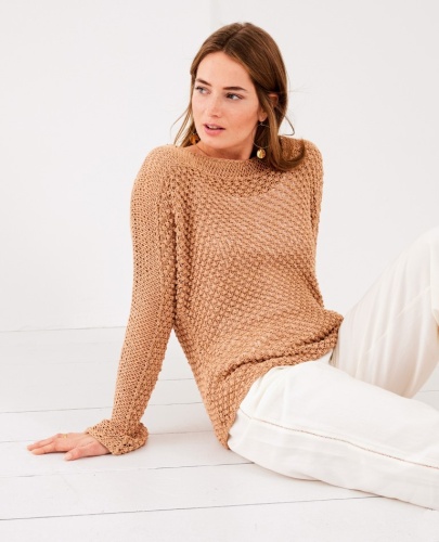 Artikelbild des Artikels “Pullover mit Röschen- und Fallmaschenmuster aus Linarte 305 - Lavendel | 44 (550g)“