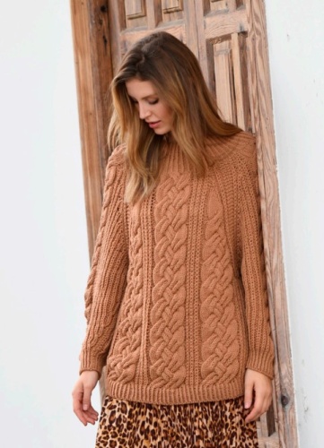 Artikelbild des Artikels “Raglanpullover mit Zöpfen aus Linie 20 Cora 113 - Quarzgrau meliert | 44/46 (1100g)“