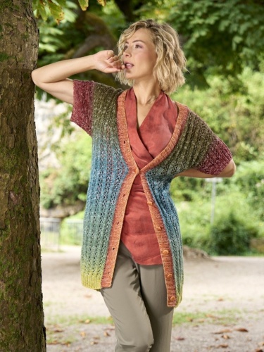 Artikelbild des Artikels “Cardigan mit Ajourmuster aus Pro Lana 1-2-3 Ideen “