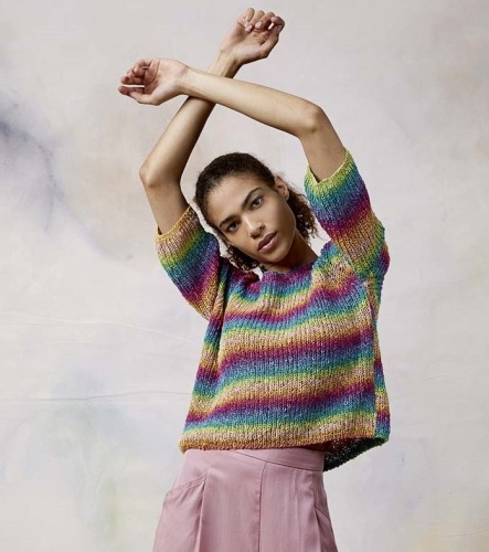 Artikelbild des Artikels “Pullover mit halblangen Ärmeln aus Linello 1066.0304 - orange/beere/beige | S-M (400g)“