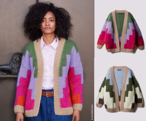 Artikelbild des Artikels “Cardigan Mit Farbflächen aus Mohair Di Gio (einfädig) “