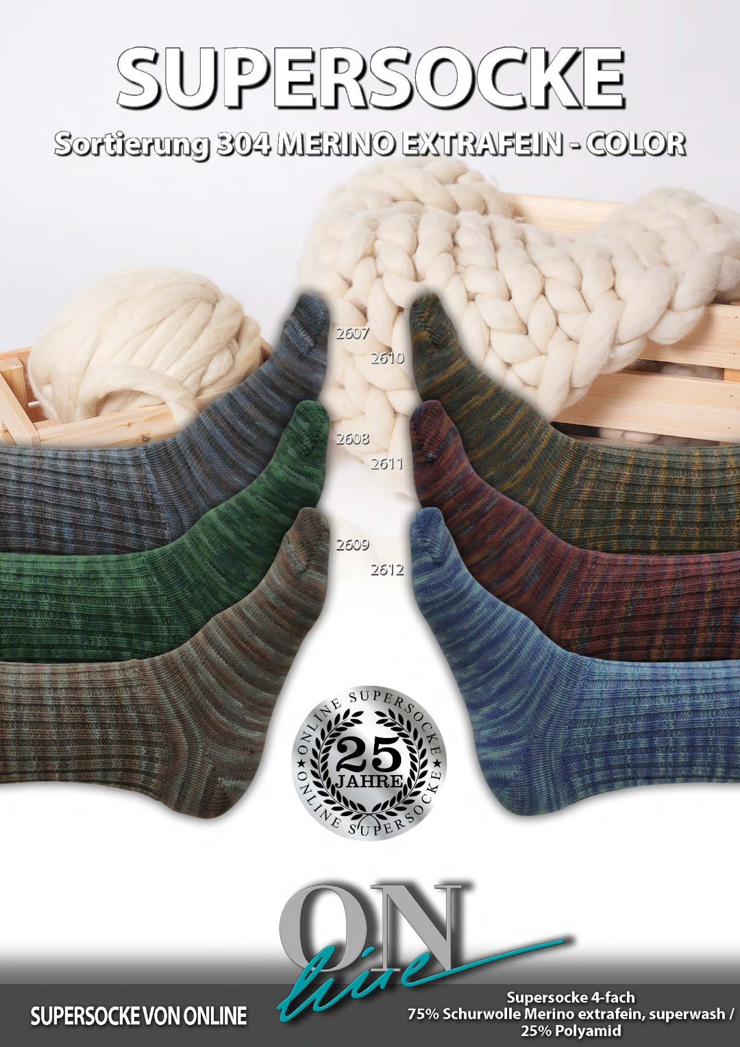 Artikelbild 1 des Artikels “ONline Supersocke Sort. 304 Merino Extrafein-Color 100g “