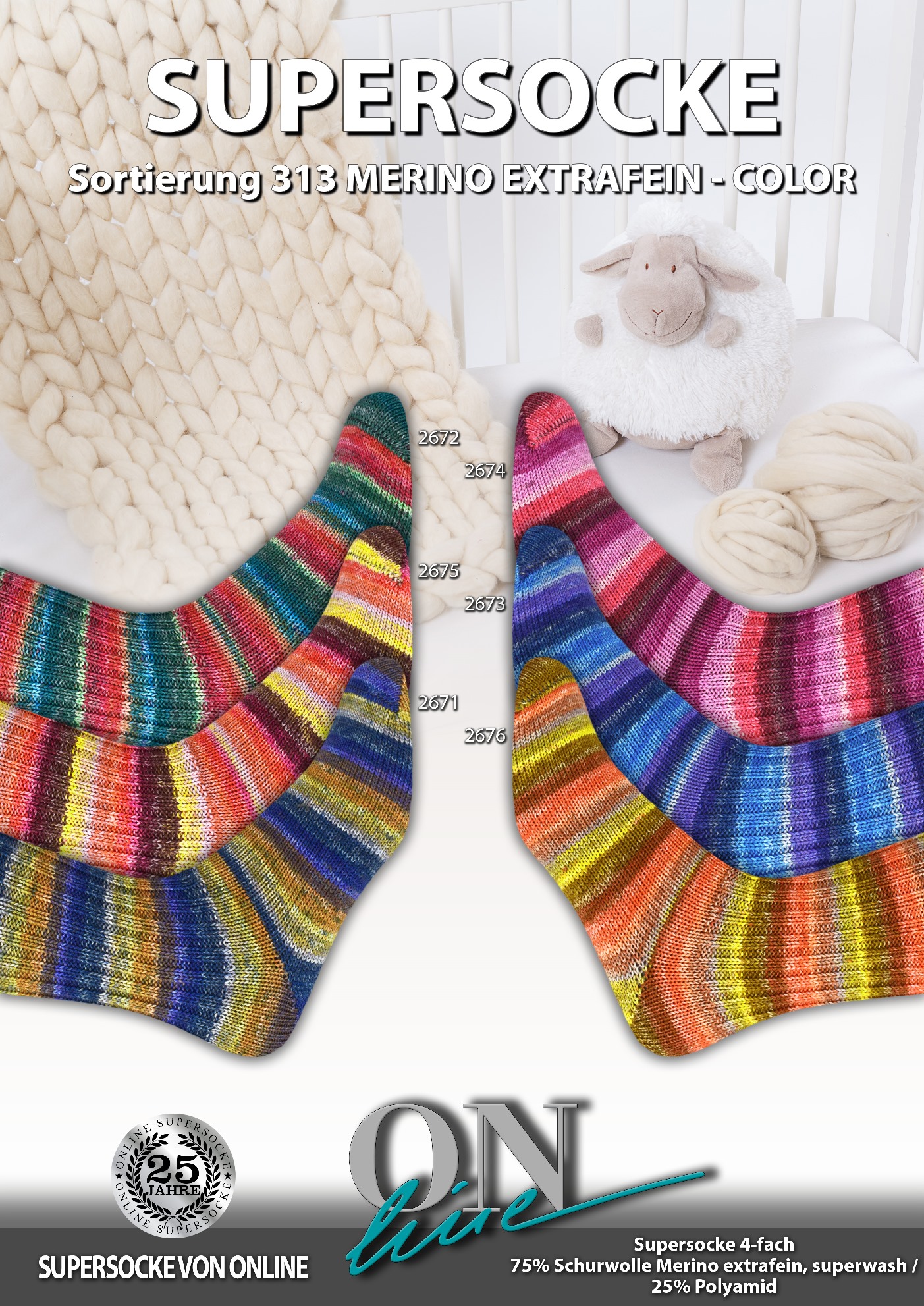 Artikelbild 1 des Artikels “ONline Supersocke Sort. 313 Merino Extra Fine 100g “