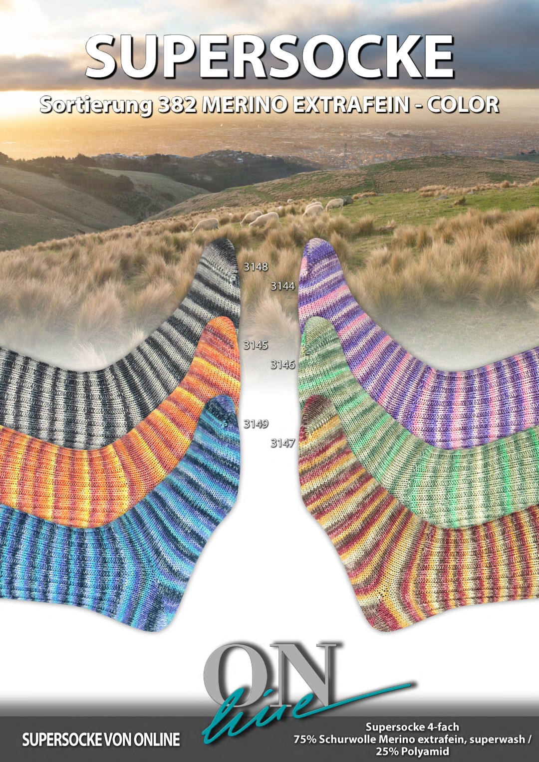 Artikelbild 1 des Artikels “ONline Supersocke Sort. 382 Merino Extrafein Color 100g “