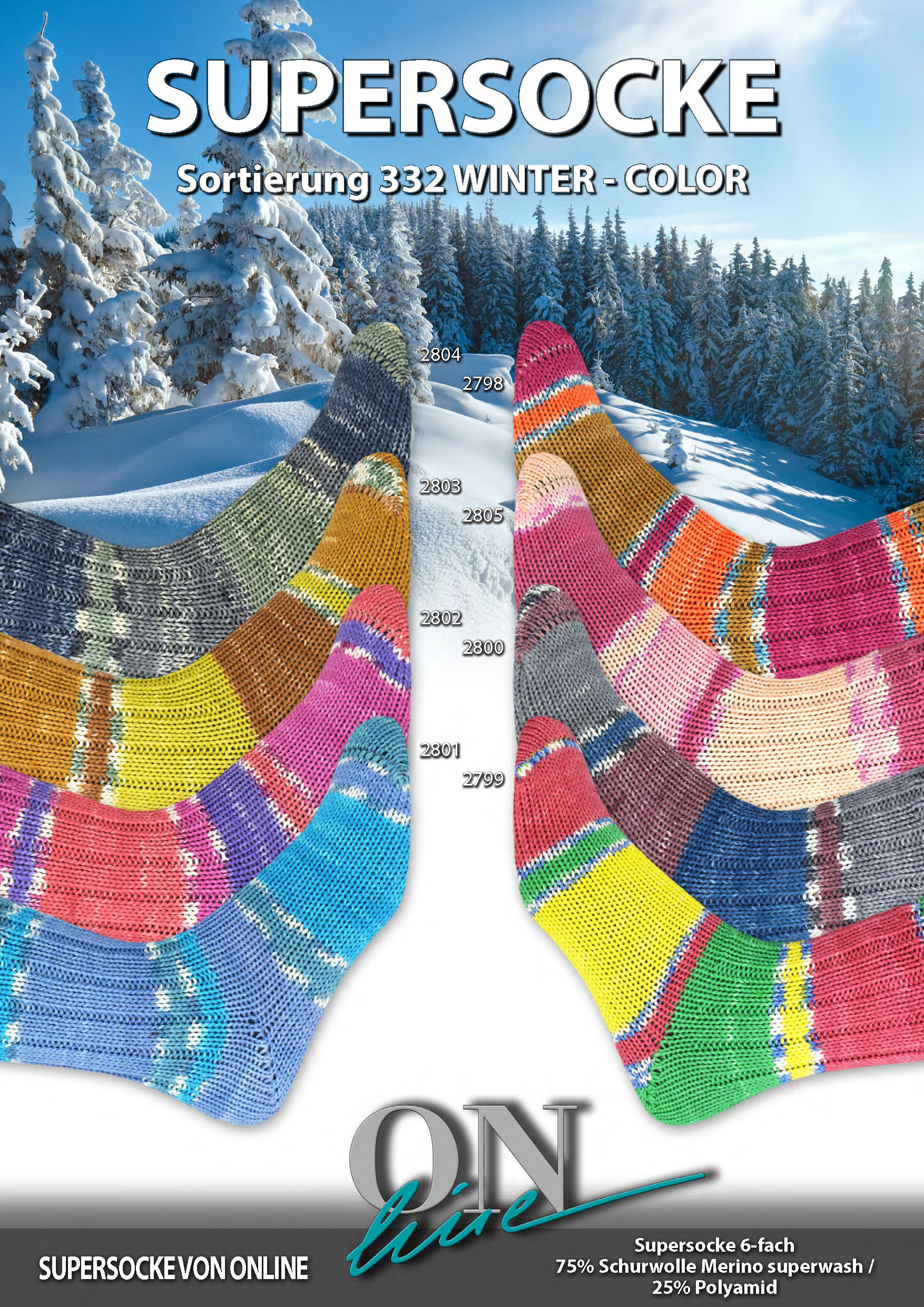 Artikelbild 1 des Artikels “ONline Supersocke 6-fach 150g  Sort. 332 Winter-Color “