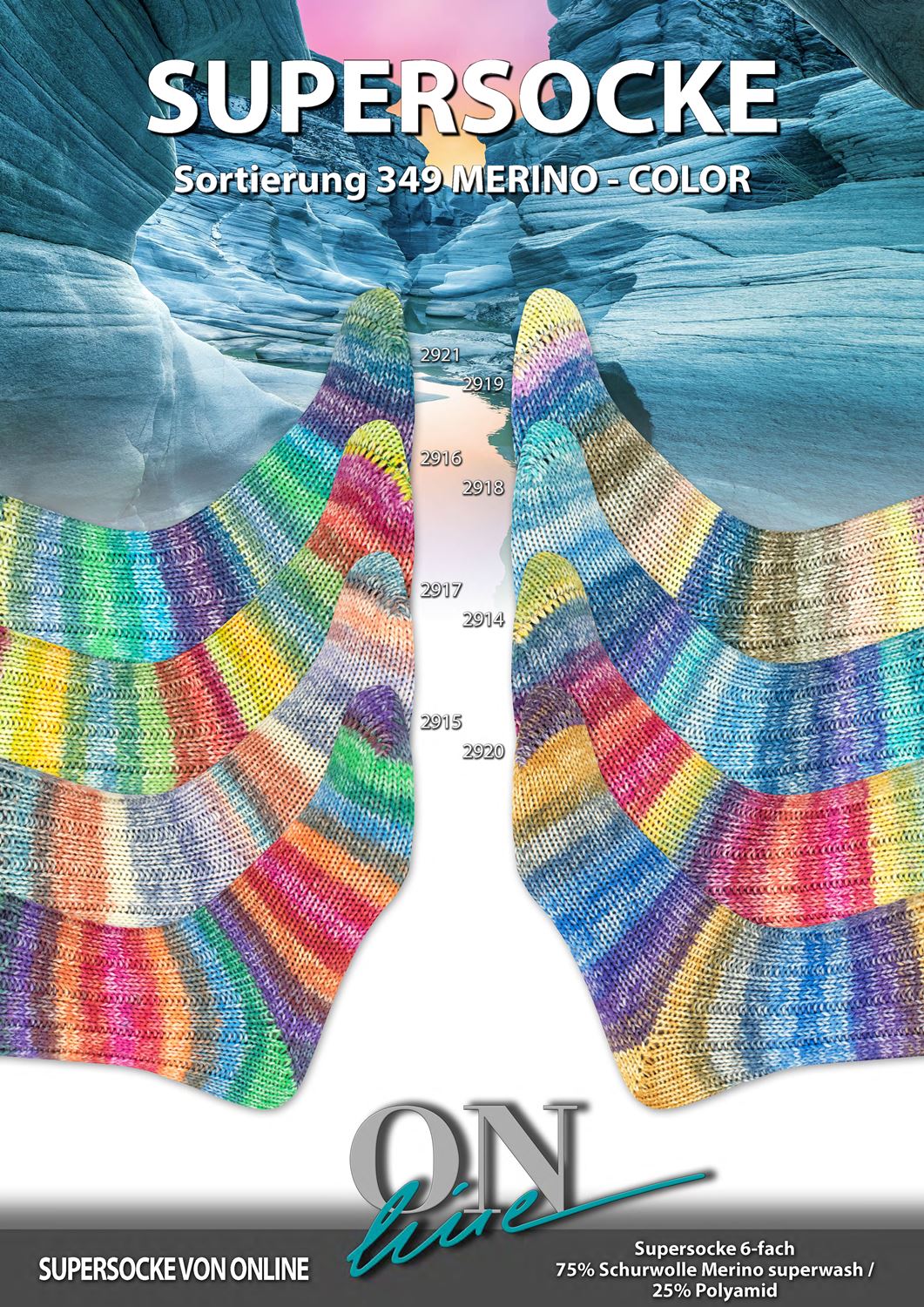 Artikelbild 1 des Artikels “ONline Supersocke 6-fach 150g Sort. 349 Merino Color “