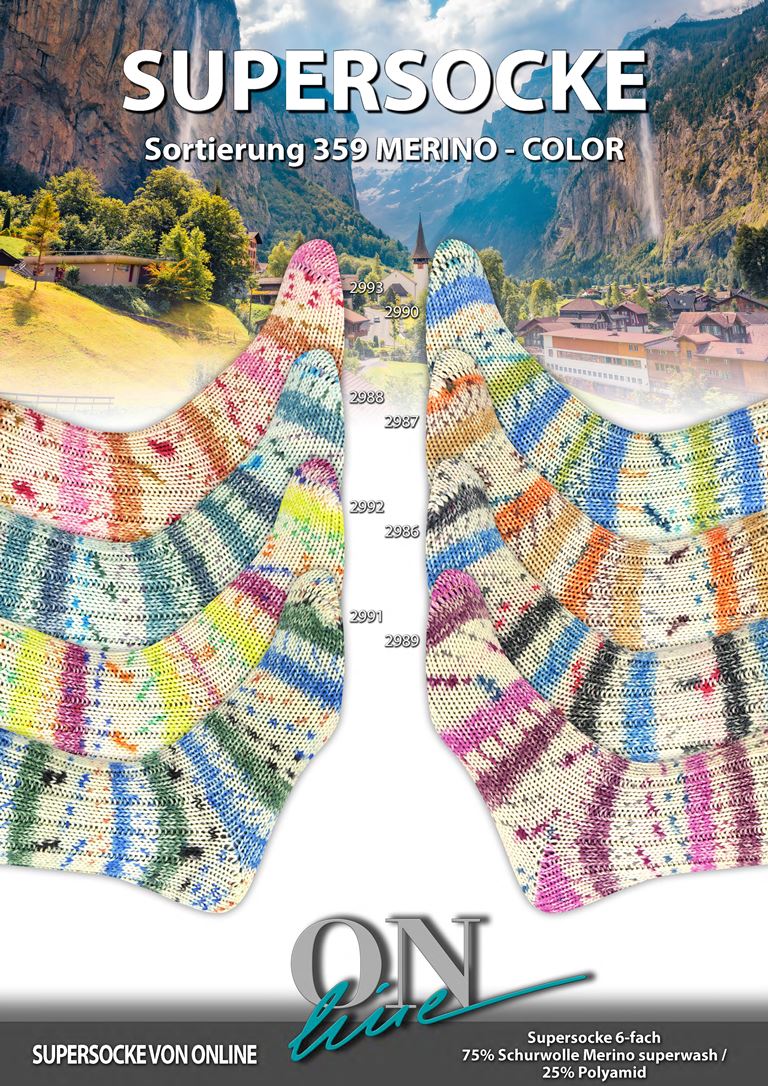 Artikelbild 1 des Artikels “ONline Supersocke 6-fach Sort. 359 Merino-Color 150g “