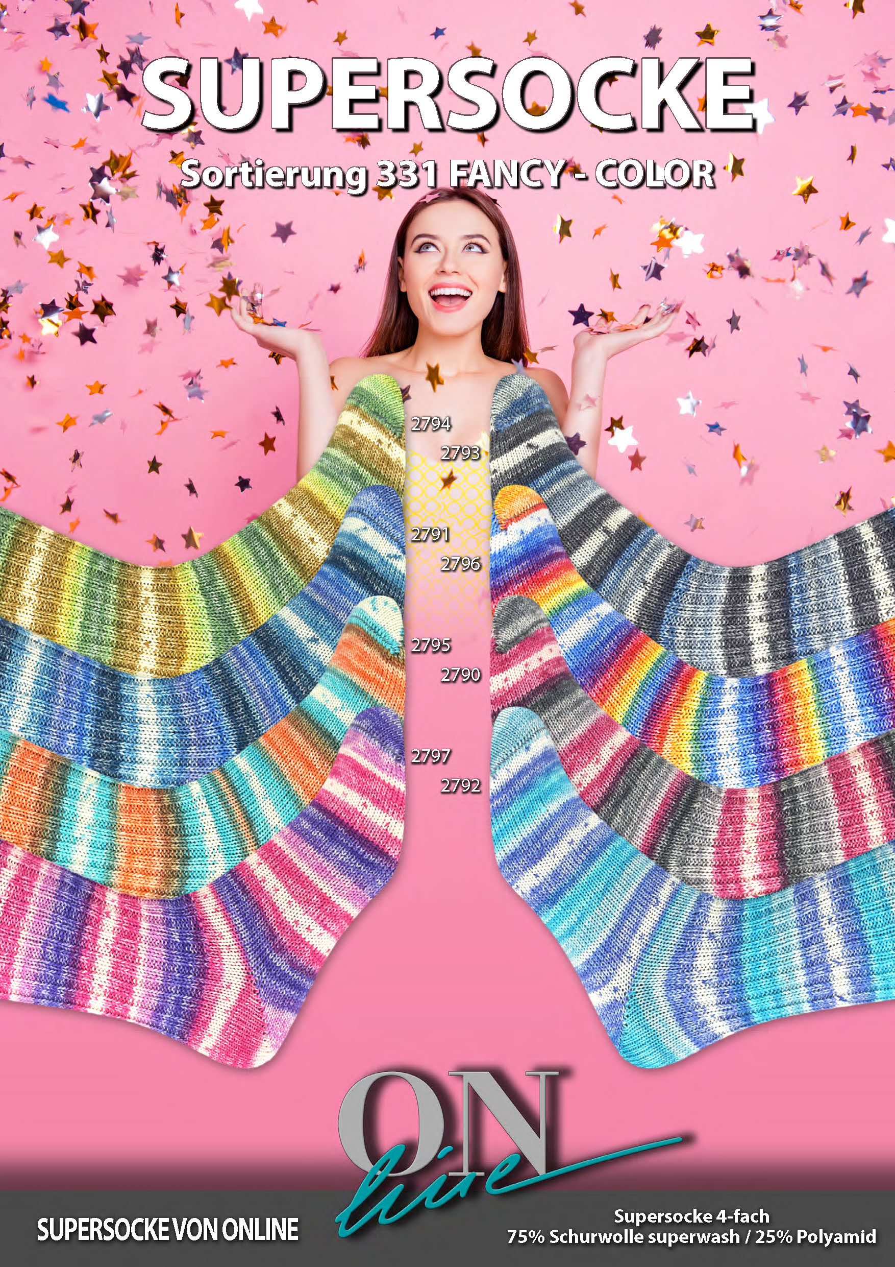 Artikelbild 1 des Artikels “Fertigsocken aus ONline Supersocke Sort. 331 Fancy Color “