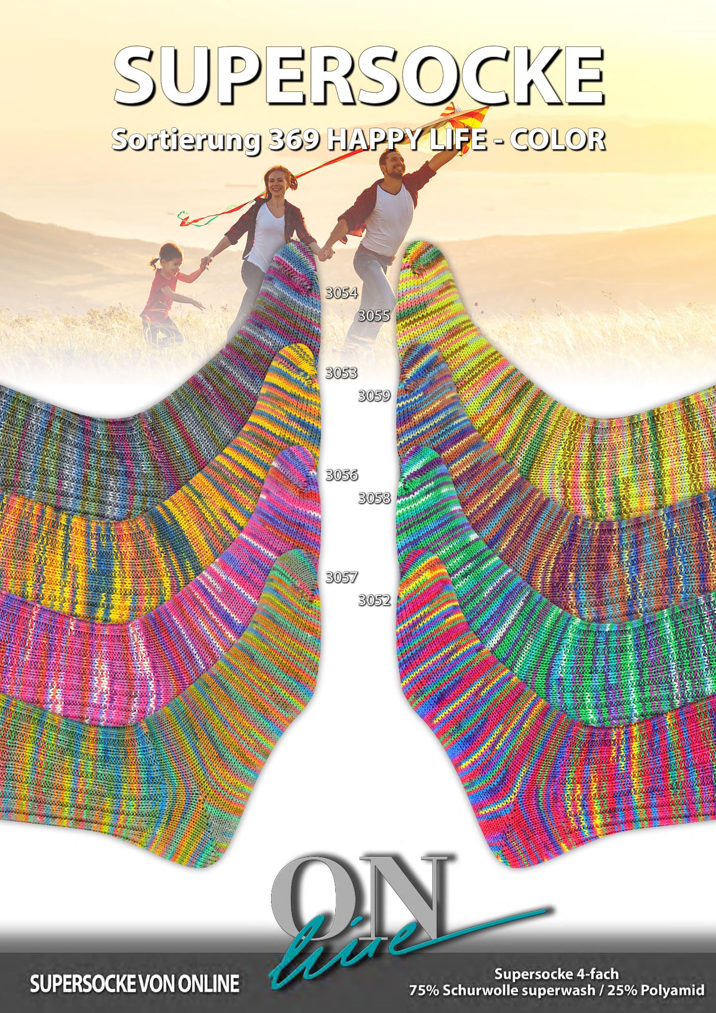 Artikelbild 1 des Artikels “Fertigsocken aus ONline Supersocke Sort. 369 Happy Life “