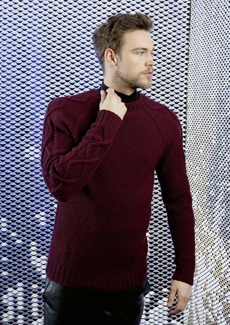 Artikelbild 1 des Artikels “Herrenpullover mit Perl- und Zopfmuster aus Merino 120 “