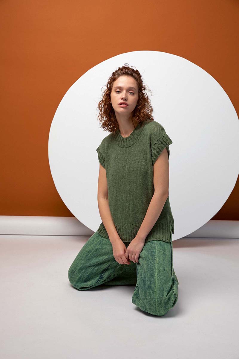 Artikelbild 1 des Artikels “Kurzarmpullover Top Down Saya aus Noёlle 1134.0098 - Olive | L (175g)“