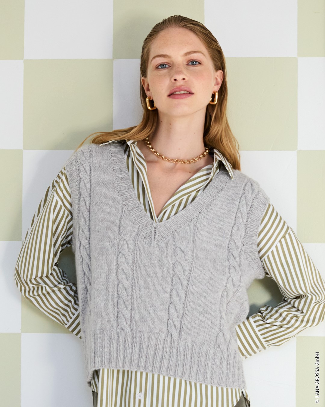Artikelbild 1 des Artikels “Pullunder Mit Zopfmuster aus Cashmere Pure “