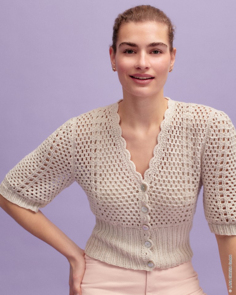 Artikelbild 1 des Artikels “Gehäkeltes Jäckchen aus Alta Moda Cotolana “