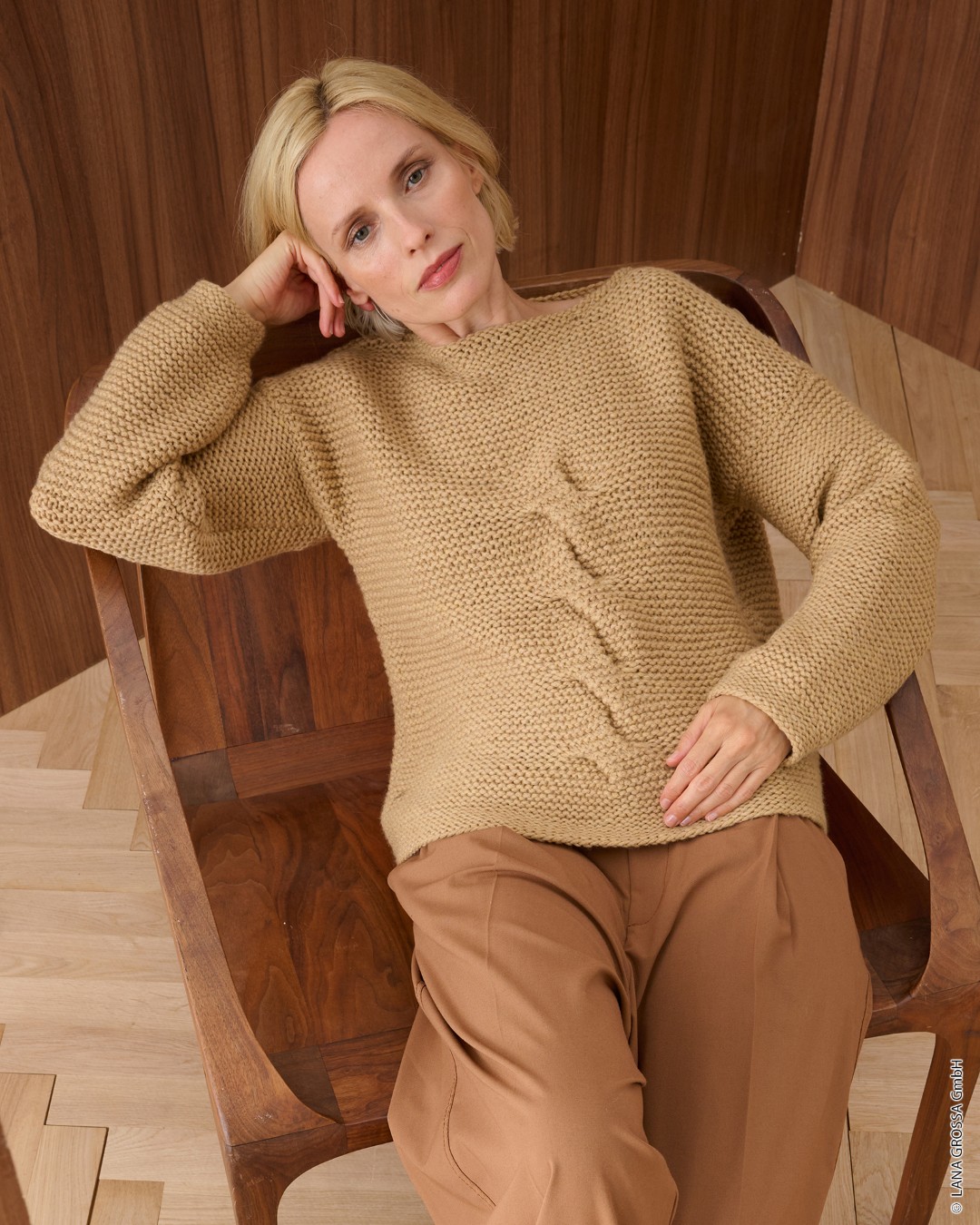 Artikelbild 1 des Artikels “Pullover Kraus Rechts Mit Zopf aus Alta Moda Cashmere 16 “