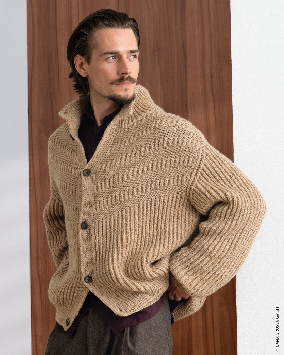 Artikelbild 1 des Artikels “Jacke Mit Mustermix aus Cool Merino Big 234 - Senfgelb | 48 (850g)“