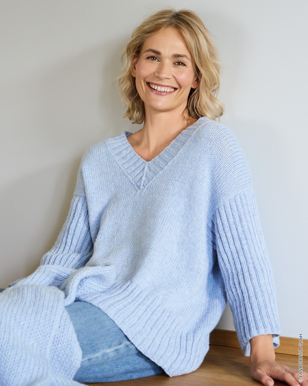 Artikelbild 1 des Artikels “V-Pullover Glatt Rechts aus Cool Merino “