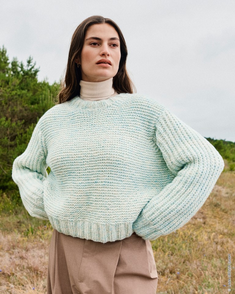 Artikelbild 1 des Artikels “Kurzpullover Kraus Rechts Mit Ärmeln Im Halbpatentmuster aus Twinny “