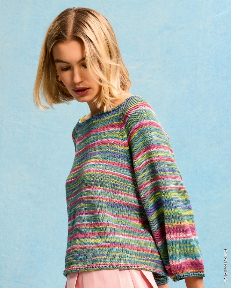 Artikelbild 1 des Artikels “Top Down Raglan-Pullover aus Gomitolo Alga “