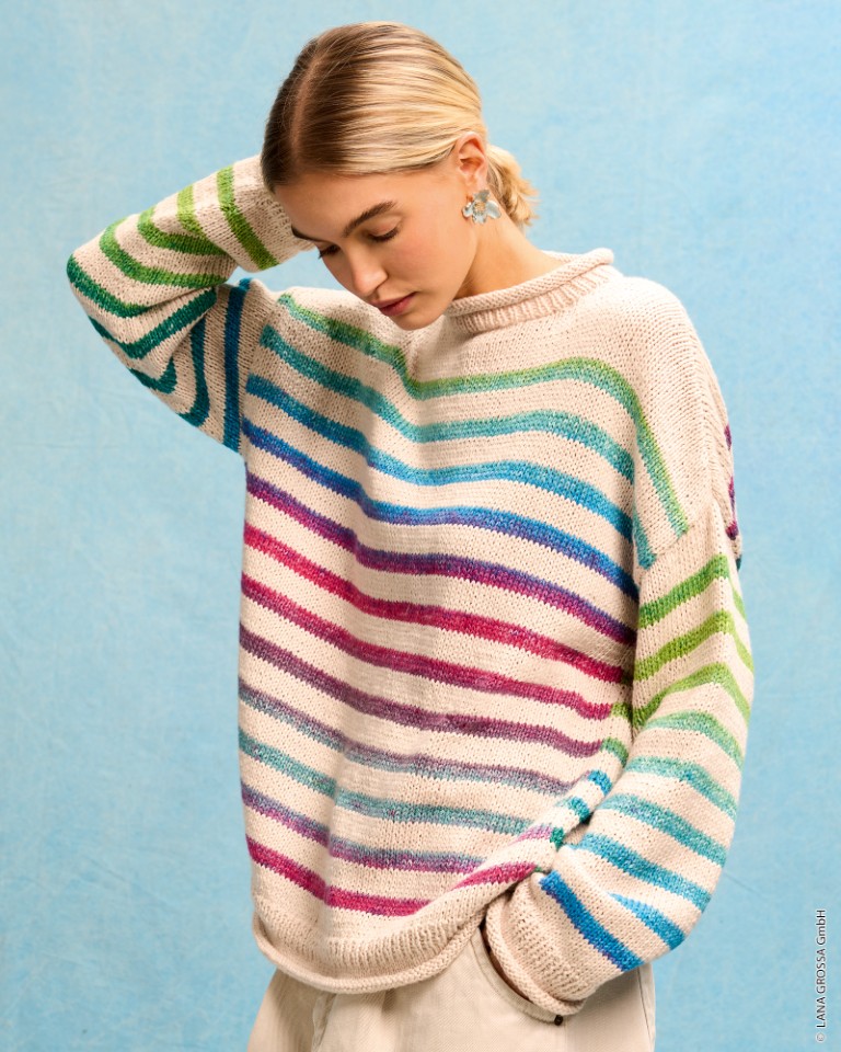 Artikelbild 1 des Artikels “Streifen-Pullover aus Cotonella/Cotonella Uni “