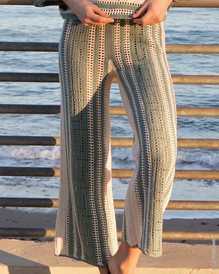 Artikelbild 1 des Artikels “Hose In Stäbchen Mit Grafischem Muster In Filethäkelei aus Summer Cashmere “