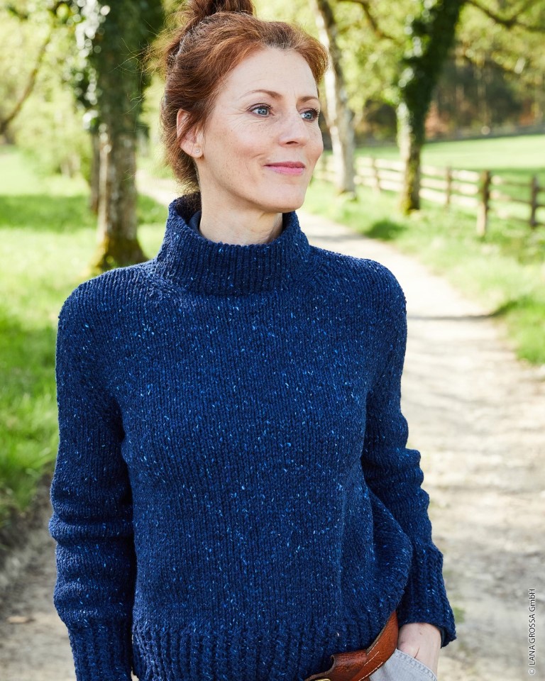 Artikelbild 1 des Artikels “Damenpullover Mit Zöpchenmusterbund aus Landlust Soft Tweed 90 25 - Silbergrau meliert | 40/42 (500g)“