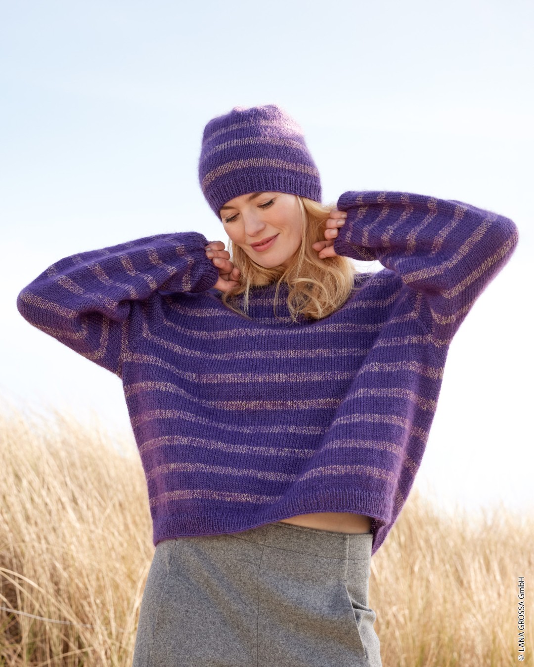 Artikelbild 1 des Artikels “Top Down Streifenpullover aus Merino Superiore & Silkhair “