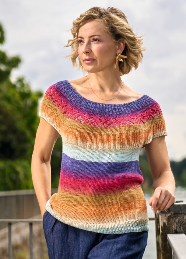 Artikelbild 1 des Artikels “Strickshirt mit Rundpasse aus Pro Lana 1-2-3 Ideen “