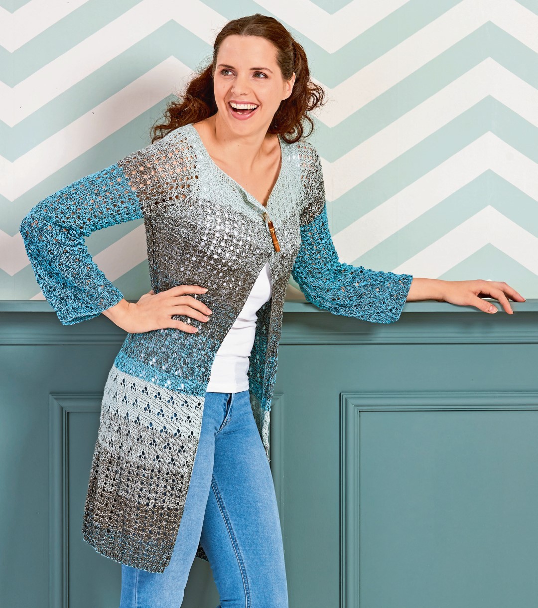 Artikelbild 1 des Artikels “Raglanjacke aus Woolly Hugs Bobbel Cotton “