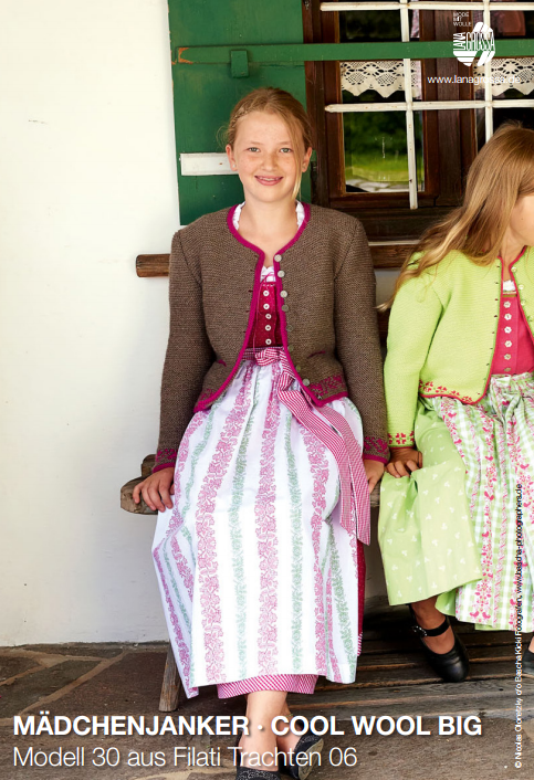 Artikelbild 1 des Artikels “Mädchenjanker mit Blumenbordüren aus Alpina und Cool Wool Big “