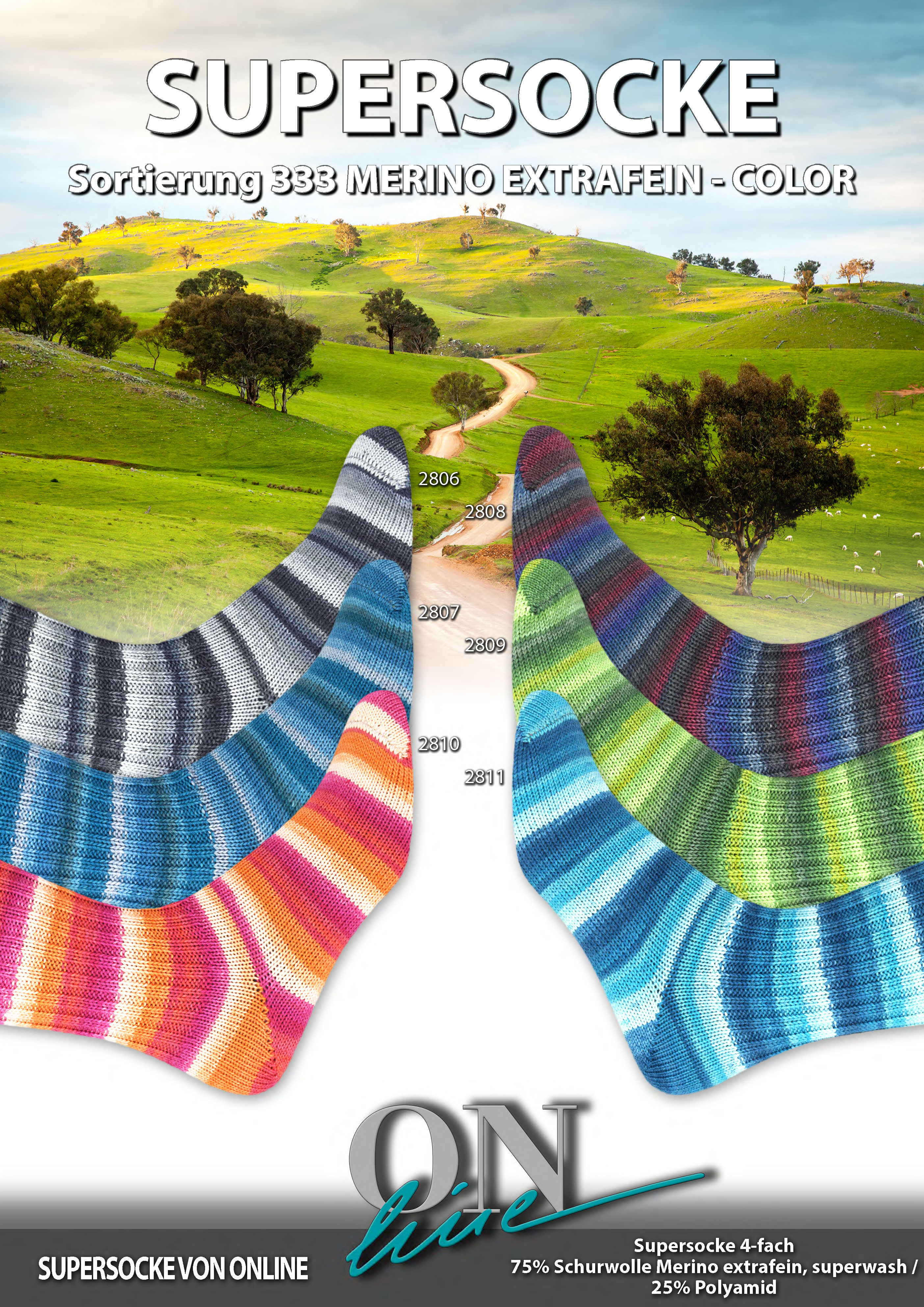 Artikelbild 1 des Artikels “Fertigsocken aus ONline Supersocke Sort. 333  Merino Extrafein-Color “