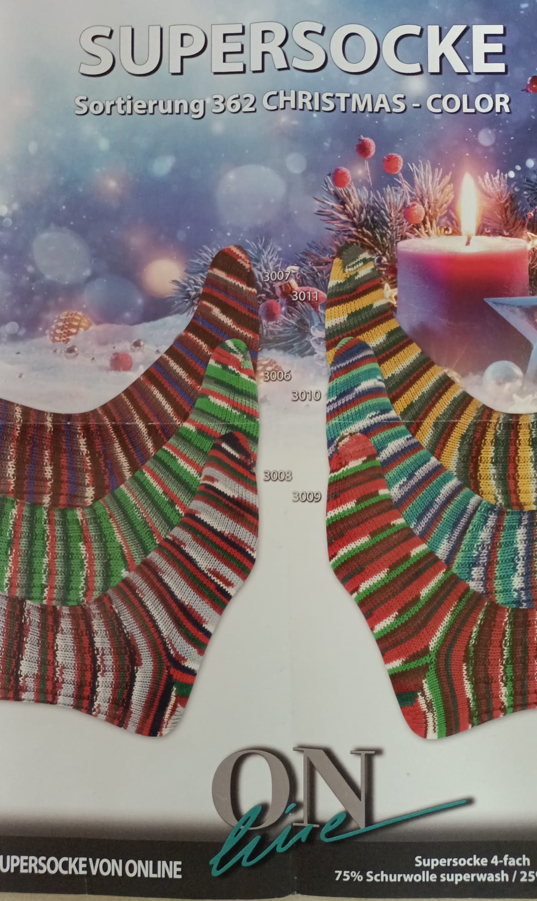 Artikelbild 1 des Artikels “ONline Supersocke Sort. 362 Christmas Color 100g “