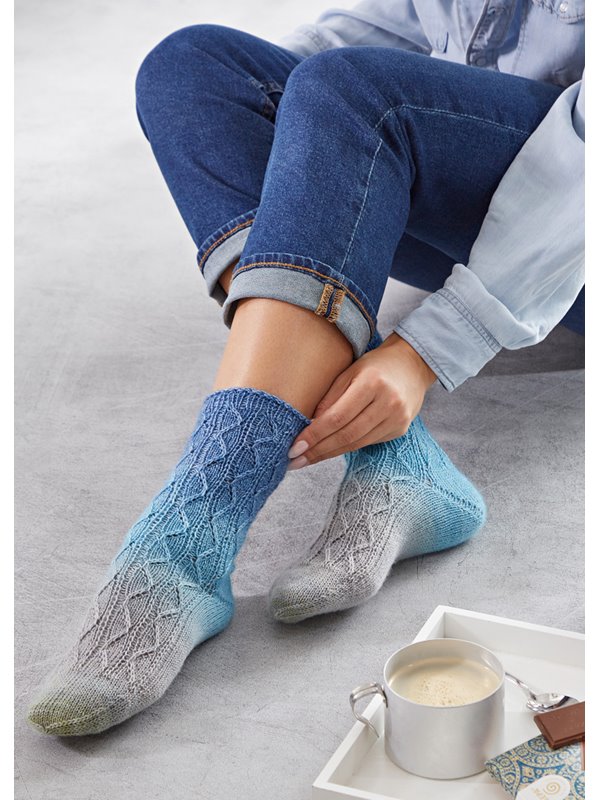 Artikelbild 1 des Artikels “Socken mit Jojo-Ferse aus Meilenweit Merino Hand-Dyed “