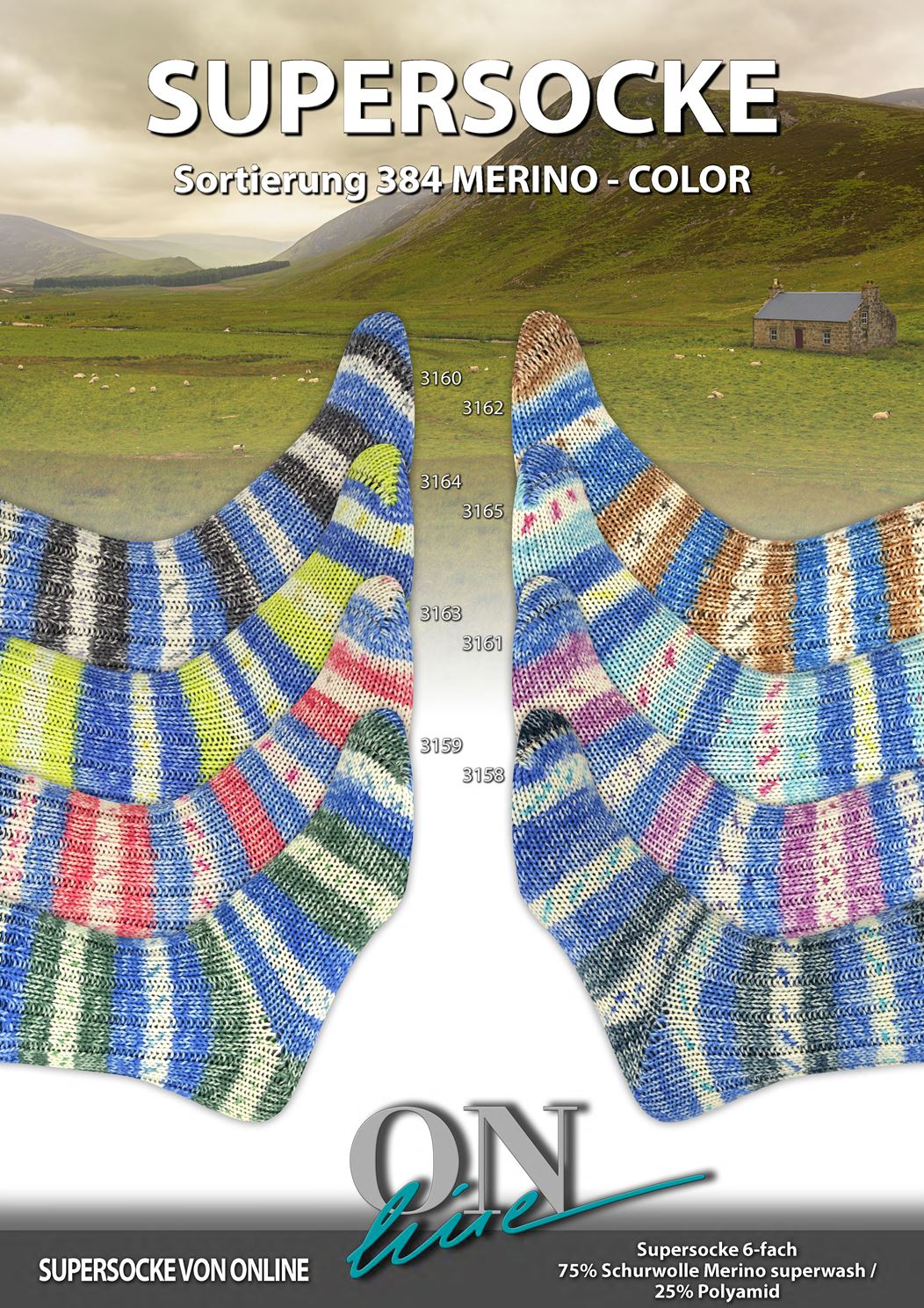Artikelbild 1 des Artikels “ONline Supersocke 6-fach Sort. 384 Merino-Color 150g “